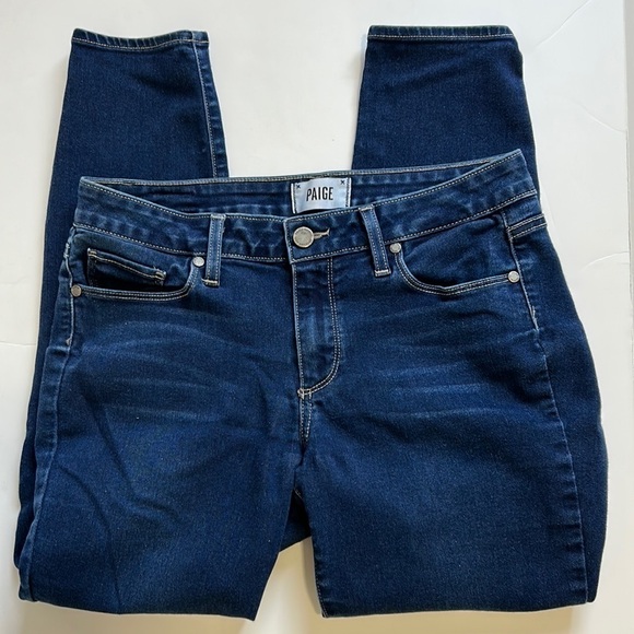 PAIGE Verdugo Crop Baker Jean Medium Wash Distressed Sz 30 - Picture 4 of 13